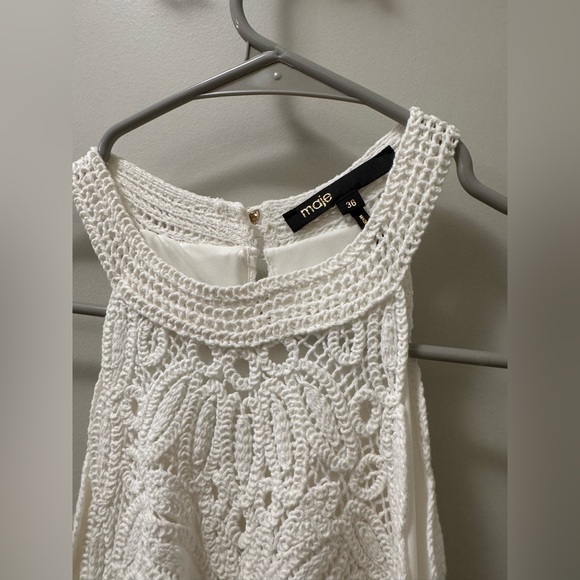 Maje White knit midi dress Lace Halter-Style Maxi Dress - Picture 8 of 11